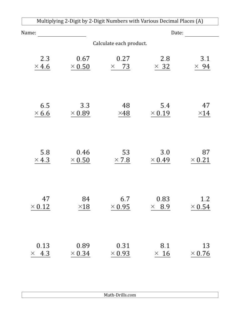 Multiplying And Dividing Decimals Worksheets Ks3