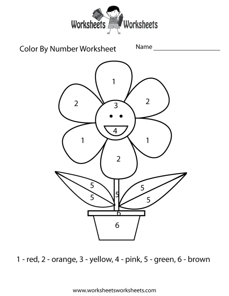 Easy Color By Number Worksheets For Kindergarten