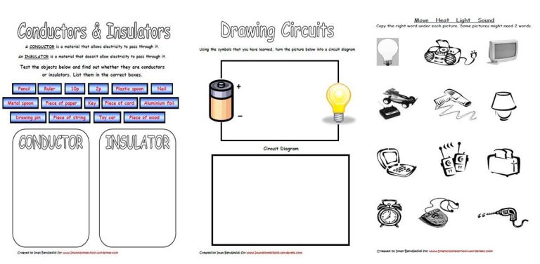 Electricity Worksheet Kids