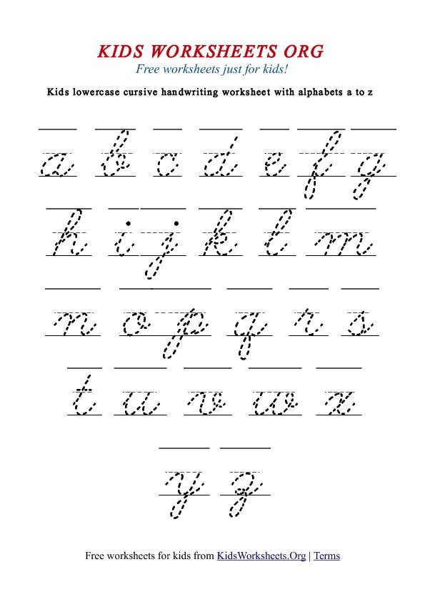 Alphabet Cursive Writing Practice Sheets A-z