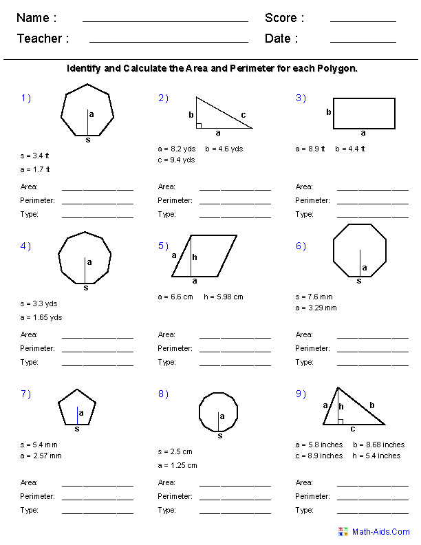 9th Grade Geometry Worksheets Pdf