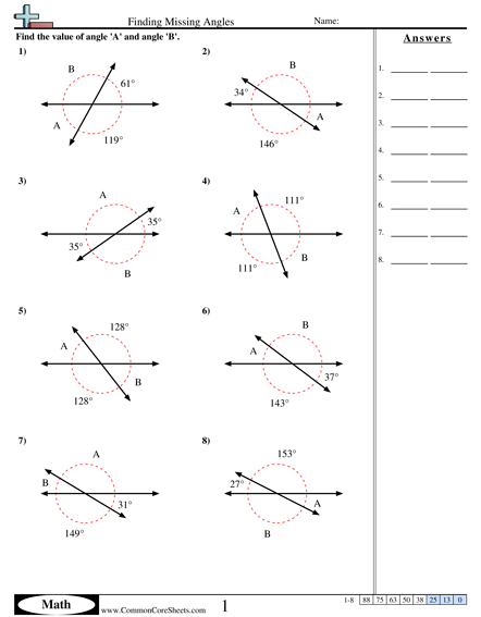 Find The Missing Angle Measure Worksheet