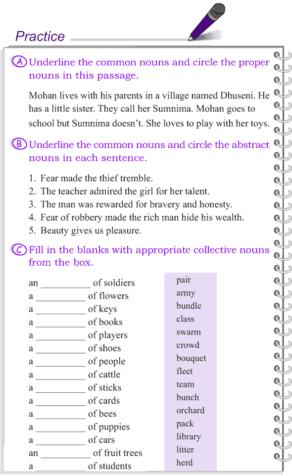 Kinds Of Nouns Worksheet For Grade 5