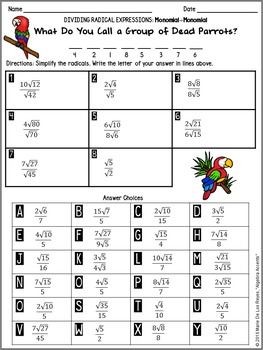 Simplifying Radicals Worksheet With Answers