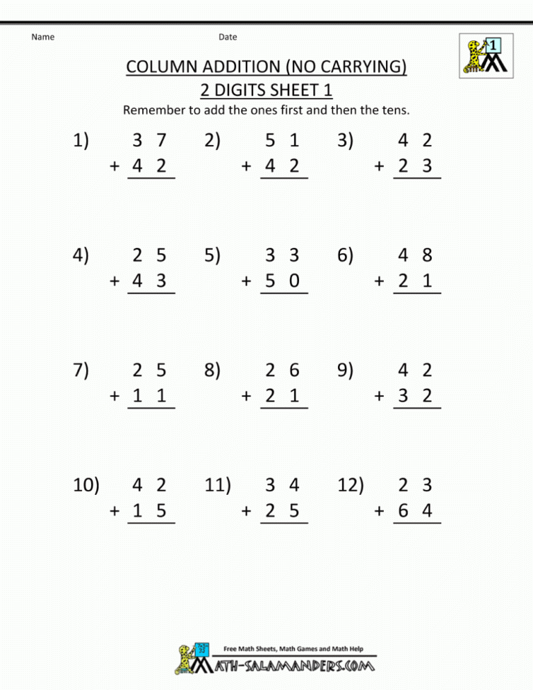 Grade 1 Addition With Regrouping Worksheets