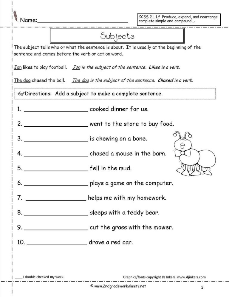 Types Of Sentences Worksheets 1st Grade