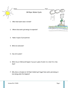 Bill Nye Water Cycle Worksheet Free