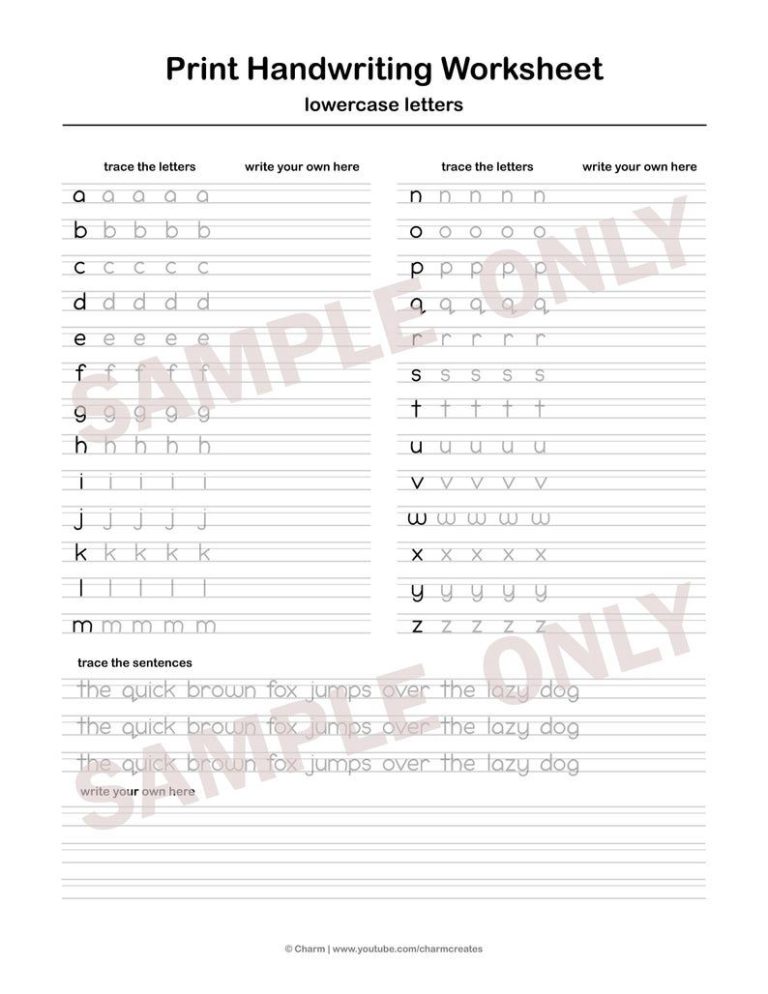 Print Handwriting Worksheets Pdf