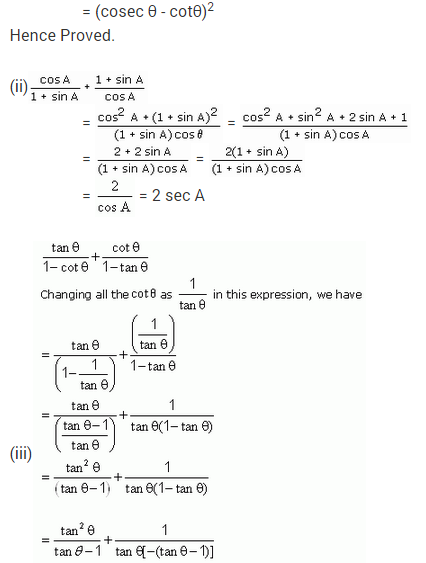 Worksheet For Class 10 Maths Trigonometry