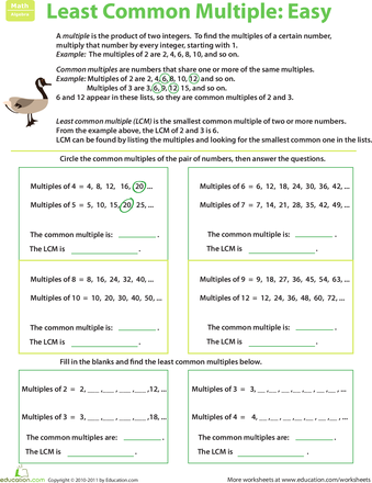 Multiples Worksheet With Answers