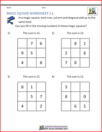 Magic Squares Worksheet Pdf