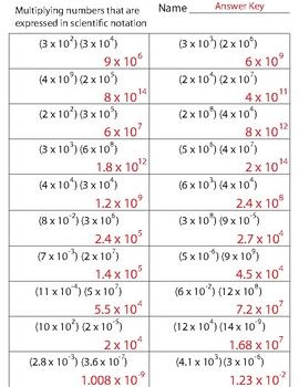 Scientific Notation Mathworksheets4kids Answers