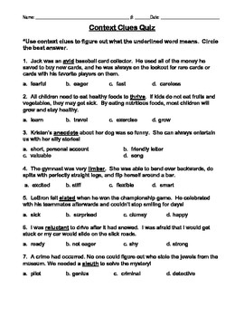 4th Grade Context Clues Worksheets Pdf