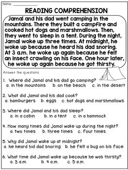 Second Grade Wh Questions Reading Comprehension Worksheets