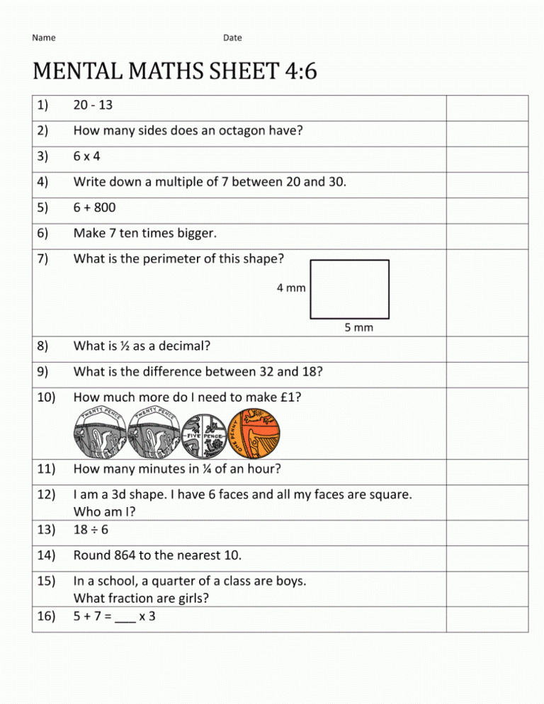 Free Printable Year 9 Maths Worksheets