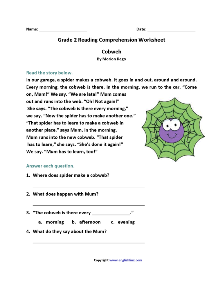 Grade 2 Worksheets Reading