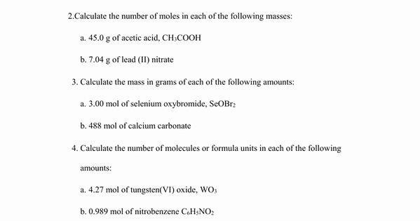 Mole Ratio Worksheet