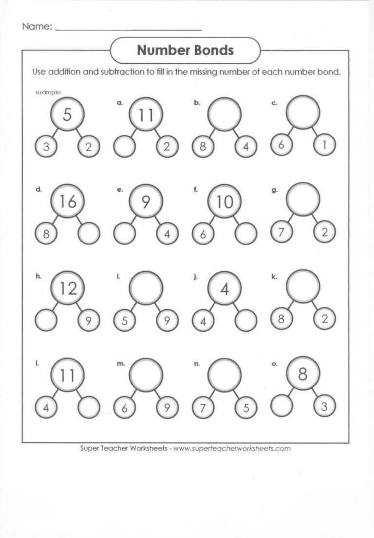 1st Grade Math Worksheets Number Bonds