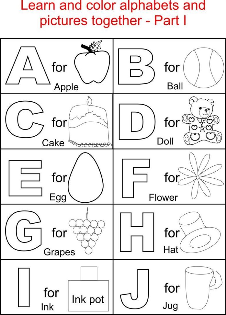 Color Alphabet Worksheets Preschool