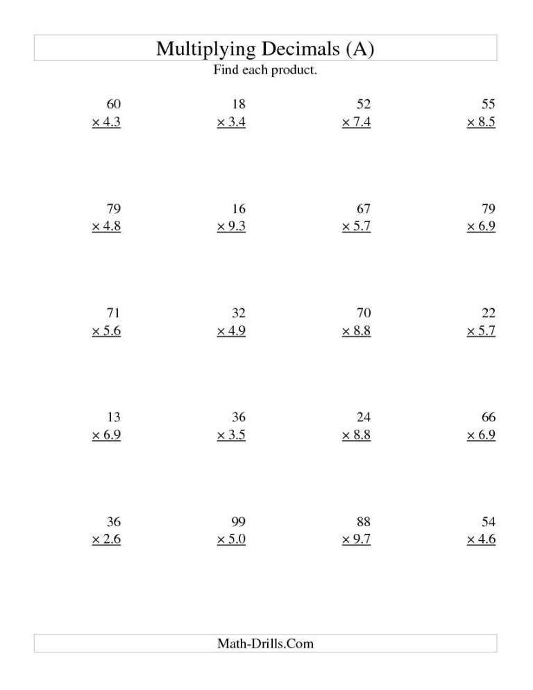 Dividing Decimals Worksheet Kuta