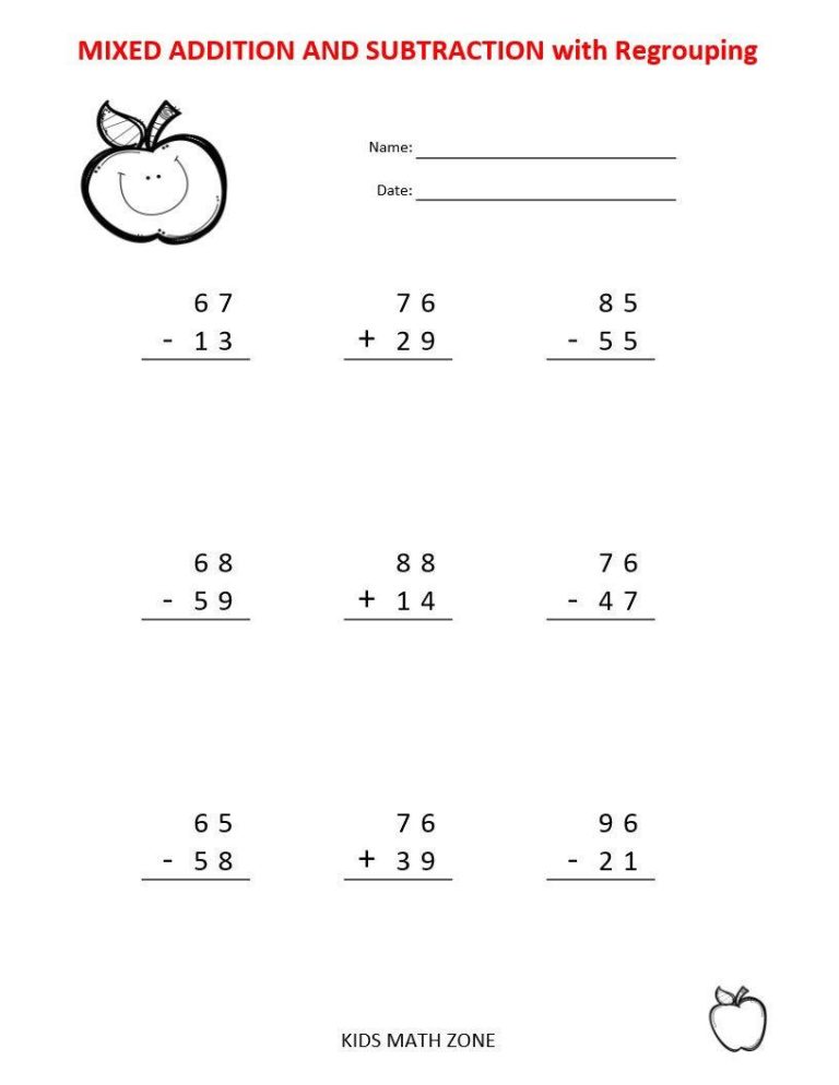 Addition And Subtraction Worksheets Pdf Grade 4