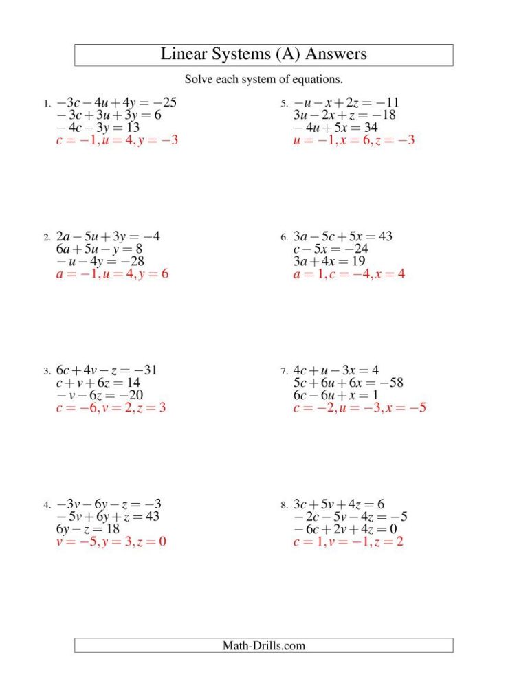 Solving For A Variable Worksheet Lesson 2-3