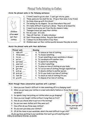 Phrasal Verbs Worksheets For Grade 5 Pdf