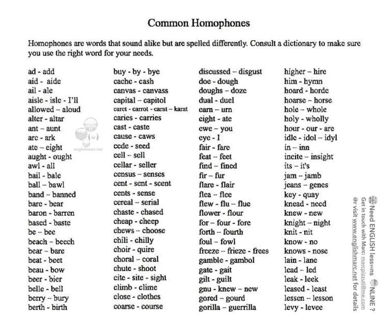 4th Grade Commonly Confused Words Worksheet