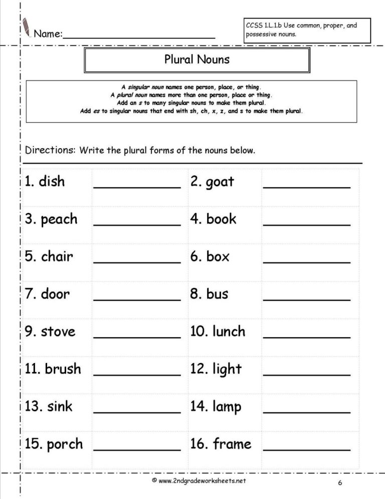 Plurals Worksheets For Grade 2