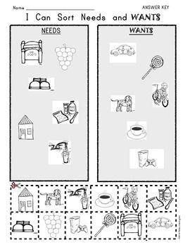 Needs And Wants Worksheet