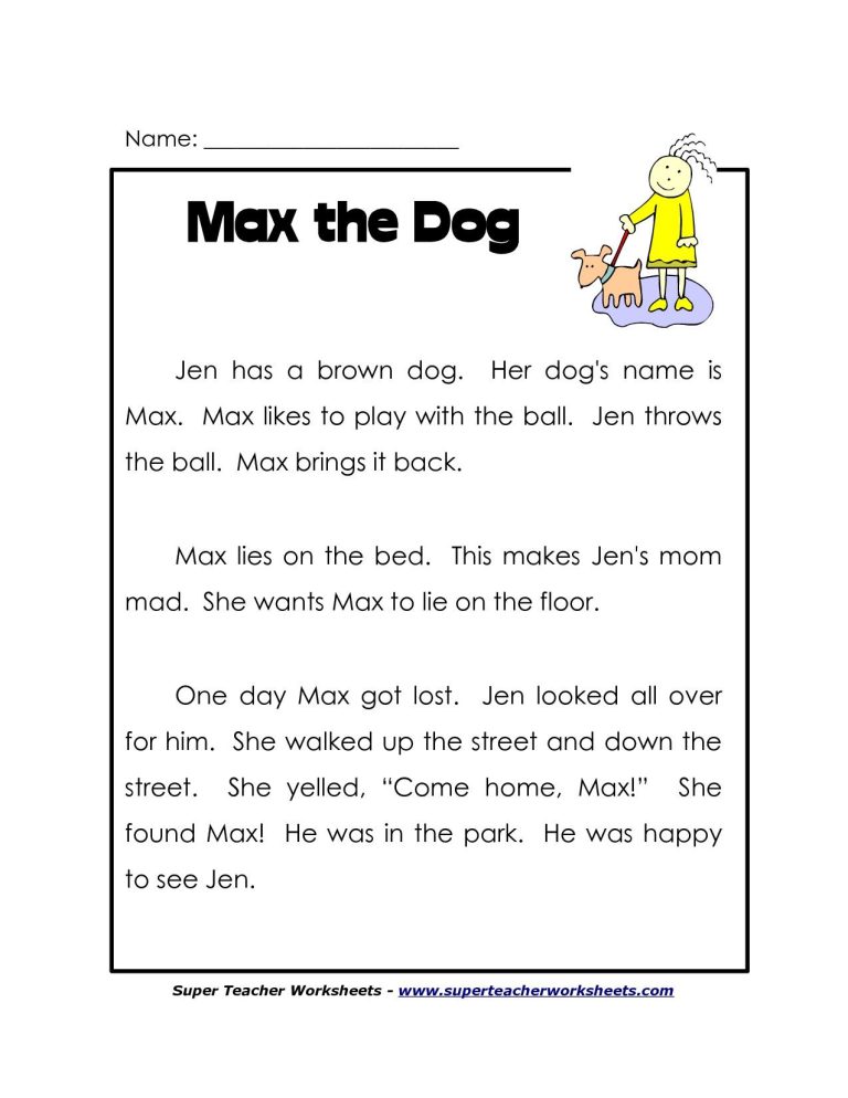 First Grade Reading Worksheets For Grade 1