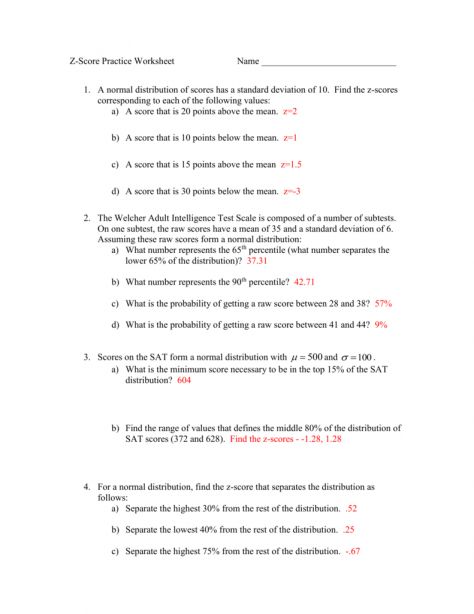 Standard Deviation Worksheet With Answers Pdf