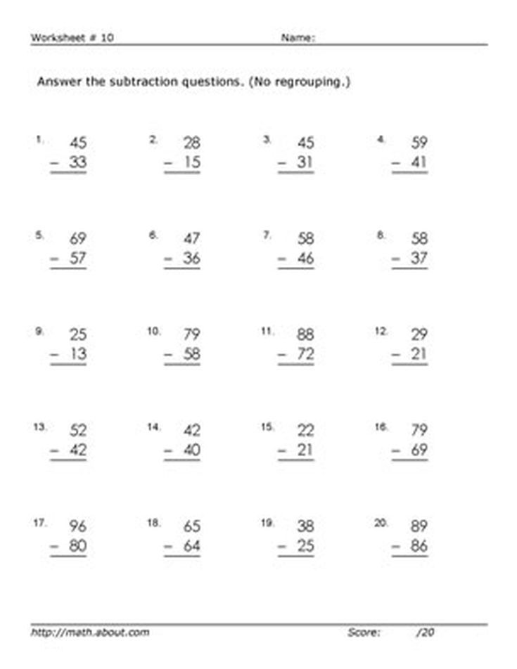 Subtraction Worksheets With Regrouping 2 Digit