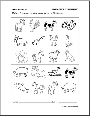 Farm Animals Worksheet For Preschool