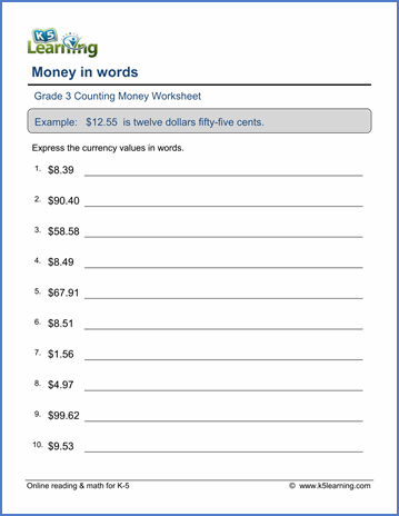 Writing Numbers In Words Worksheets Grade 3