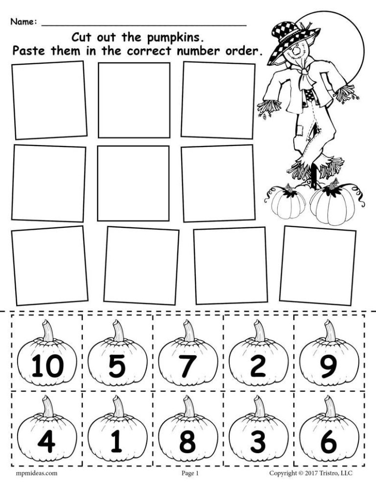 Number Sequence Worksheets 1-10