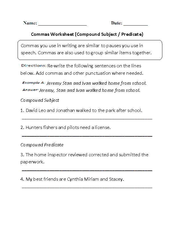 Compound Subject And Predicate Worksheet Pdf