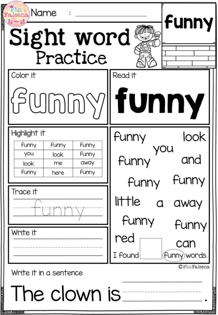 Free Can Sight Word Worksheets