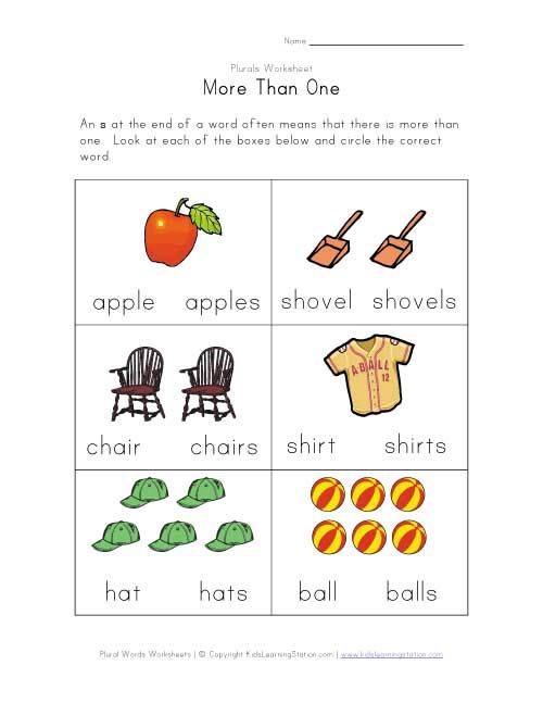 Plural Nouns Worksheet Kindergarten