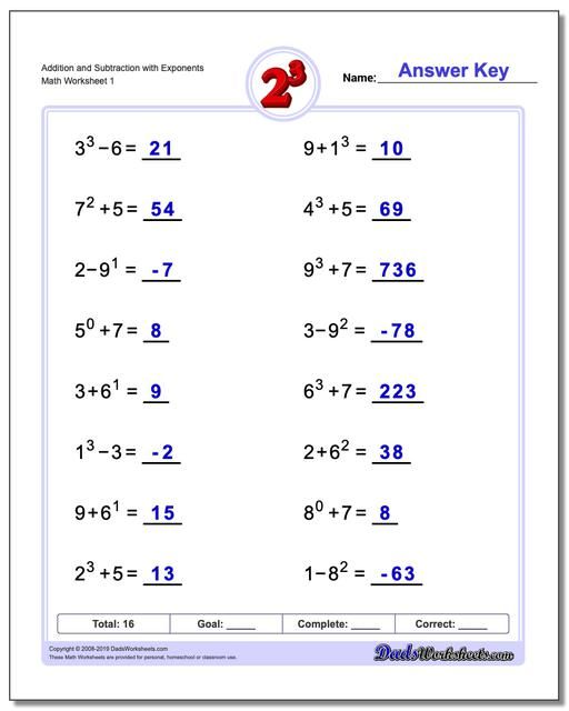 7th Grade Law Of Exponents Worksheet