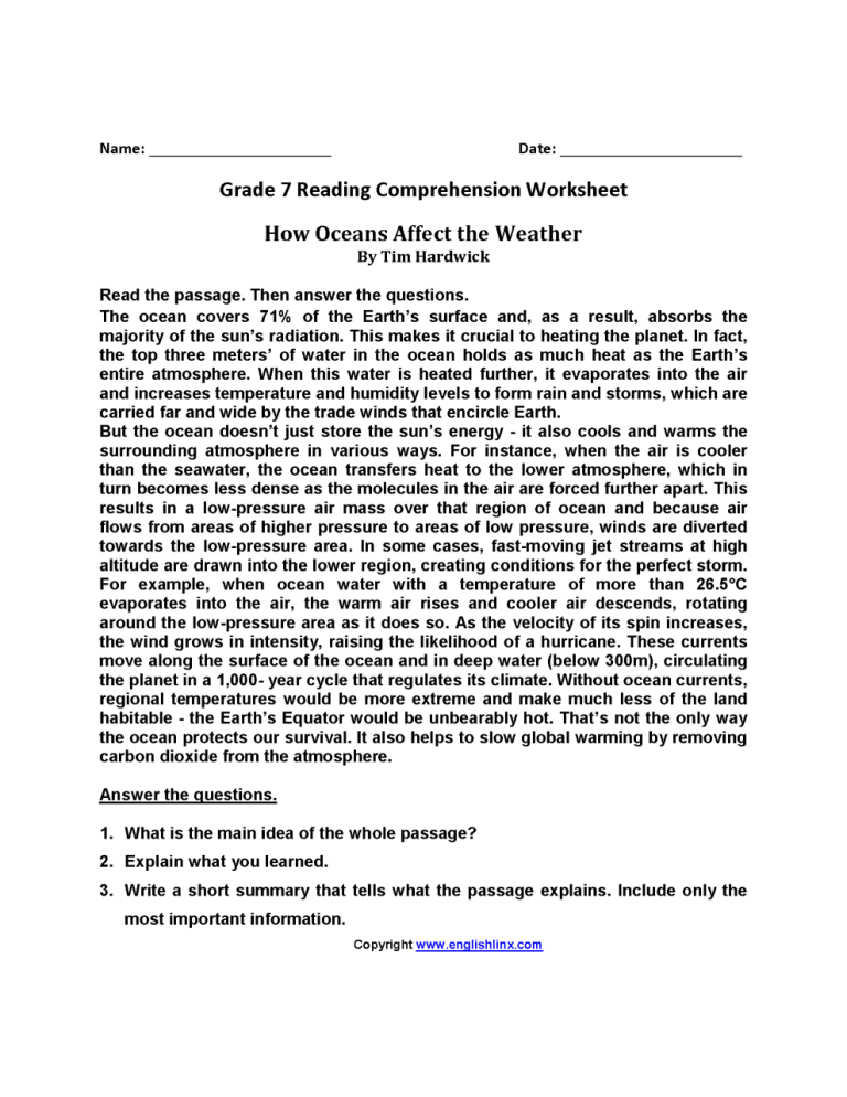 Summarizing Worksheets 7th Grade Pdf