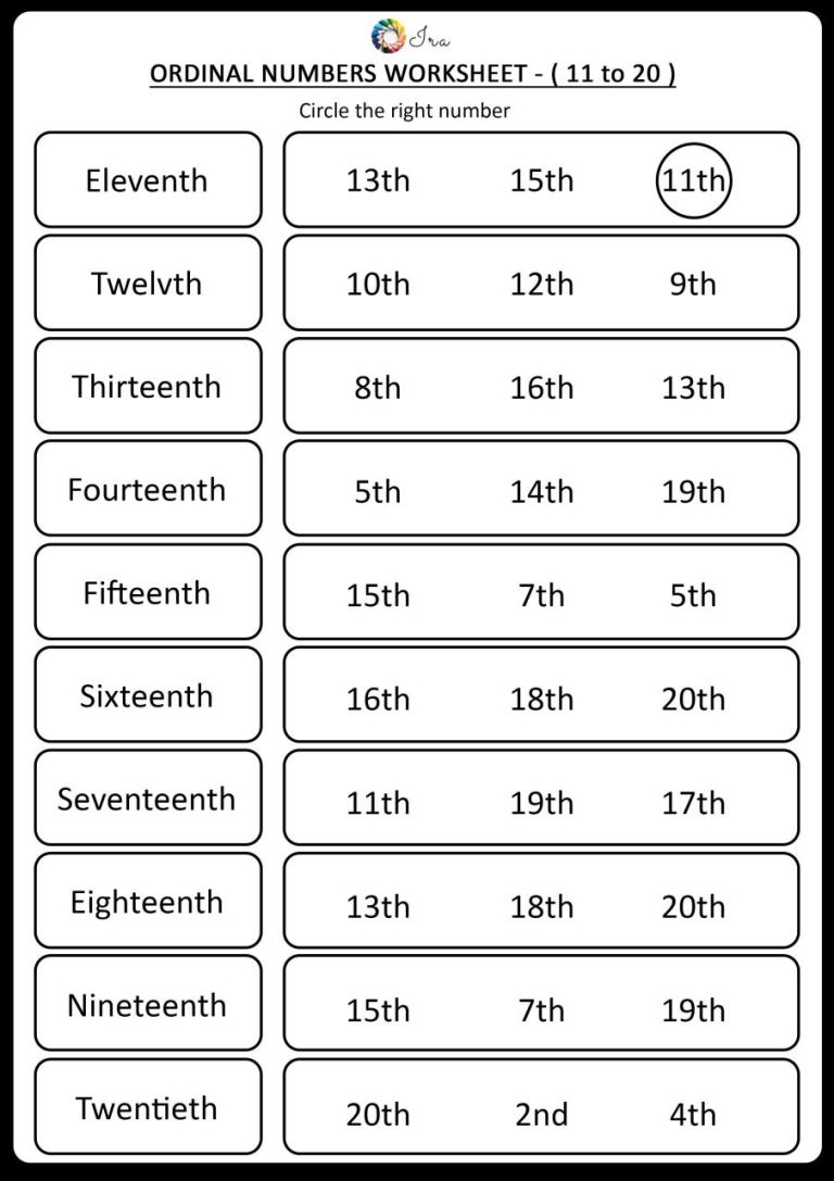 2nd Grade Ordinal Numbers Worksheet Grade 2