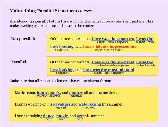 Parallel Structure Worksheet Making The Sentences Parallel Answer Key