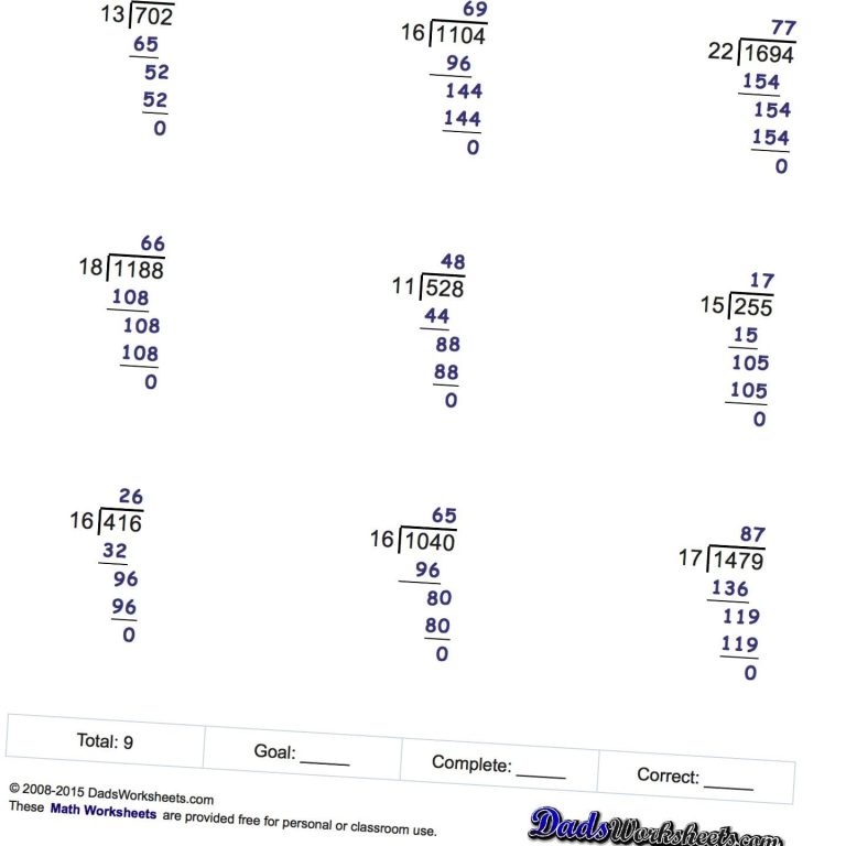 Long Division Worksheets Grade 7 Pdf