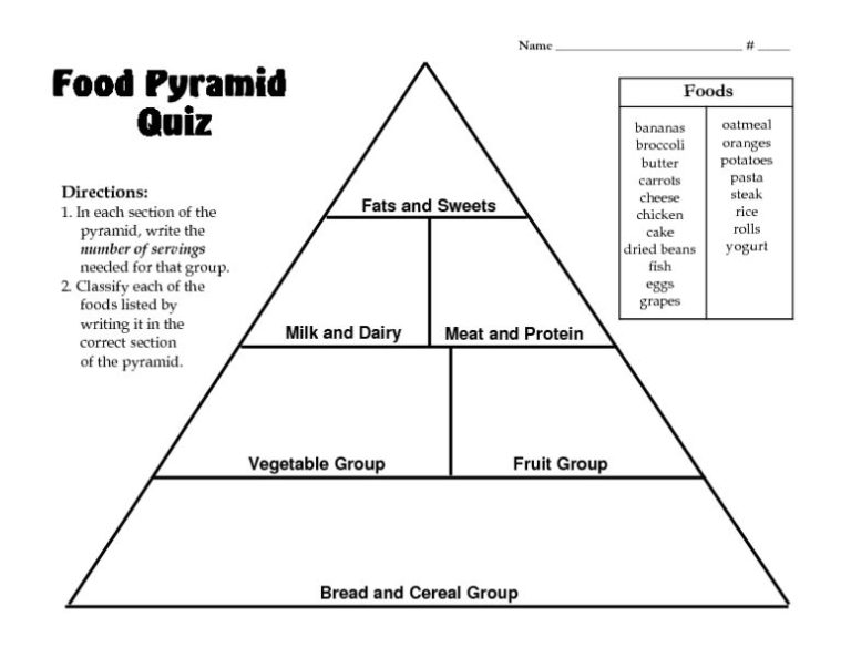 Food Pyramid Worksheet For Grade 3