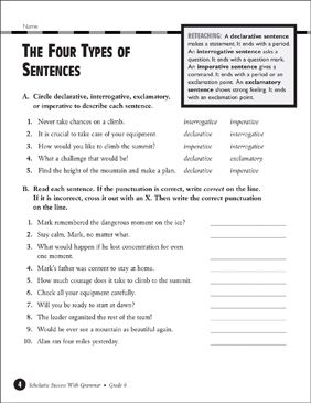 5th Grade Types Of Sentences Worksheet With Answers