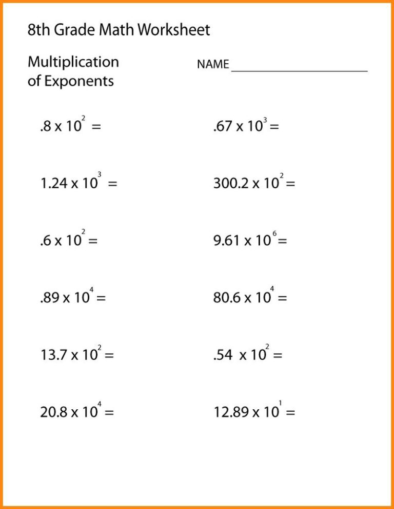 Grade 8 Math Worksheets Printable