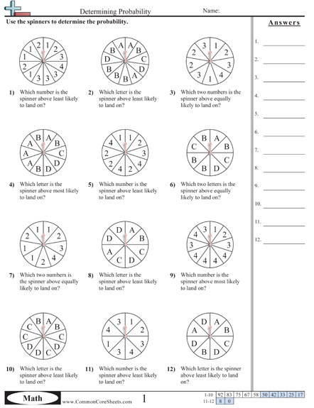 Probability Worksheets For Grade 4