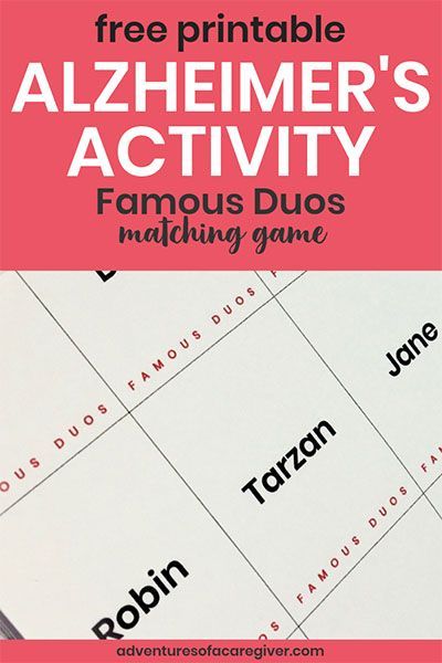 Alzheimer's Patient Free Printable Activities For Dementia Patients