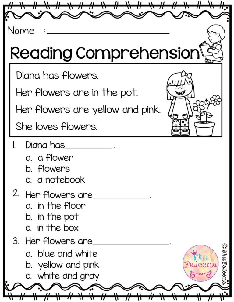 Free Reading Comprehension Worksheets For Kindergarten